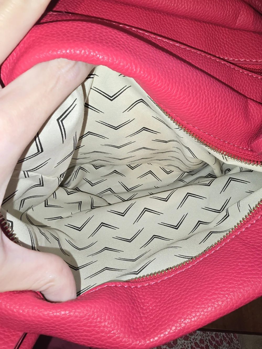 Hot Pink 💕 Pebbled Leather-Like Shoulder Bag with Triple Zipper Compartments